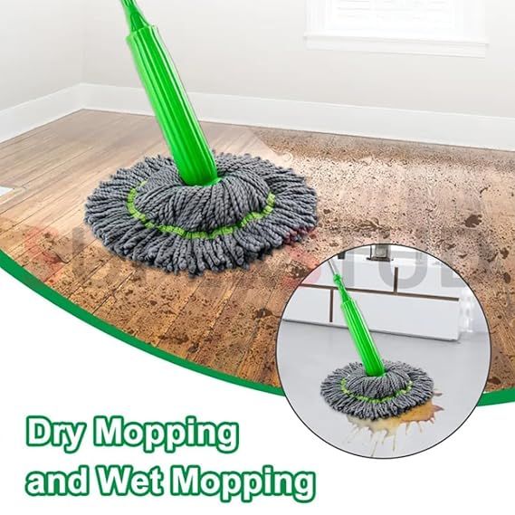 Green Twist Mop 2 in 1 Dehydrated Floor Cleaning mop Microfiber Cleaner Wet and Dry Mopping