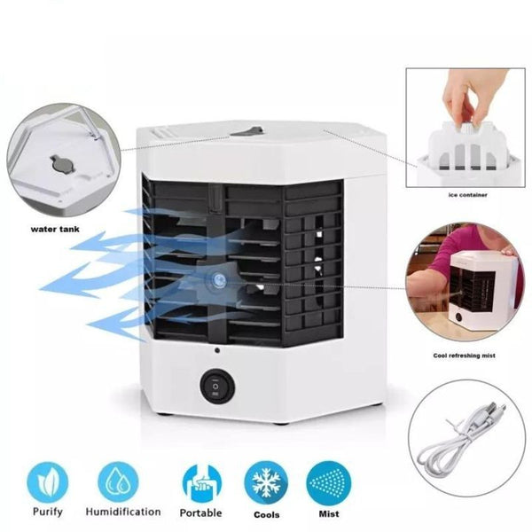 New mini refrigeration air conditioning fan household desktop small spray air cooler USB portable mobile cooling fan