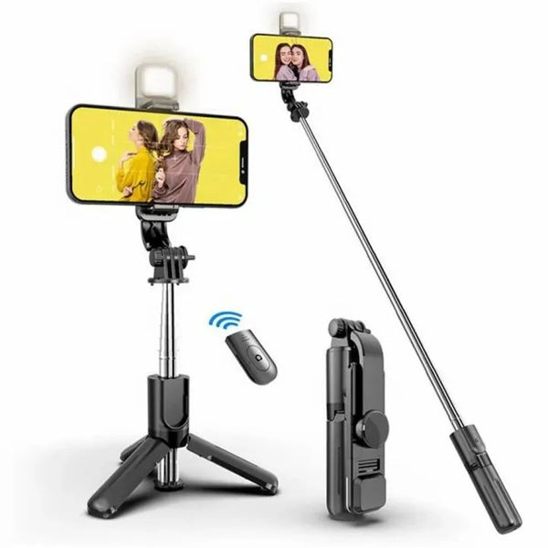 R1s Bluetooth Selfie Sticks with Remote and Selfie Light 3-in-1 Multifunctional Selfie Stick Tripod Stand Mobile Stand Compatible with All Phones 360° Rotation Long Selfie Stick with LED Fill Light