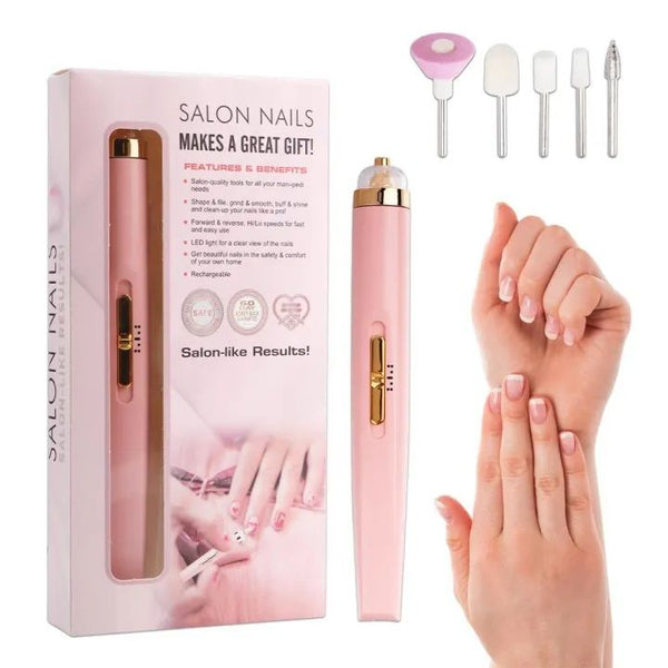 Rechargeable Flawless Salon Nail Finishing Touch Electric Nail Drill Bits File Tool Set Nail Filer Bits File Tool Set, Nail Polish Remover
